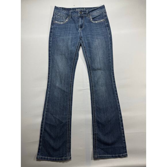 Rockin' C Women's Embroidered Pocket Bootcut Blue Denim Jeans - Size 28 (30x32) - Picture 1 of 6